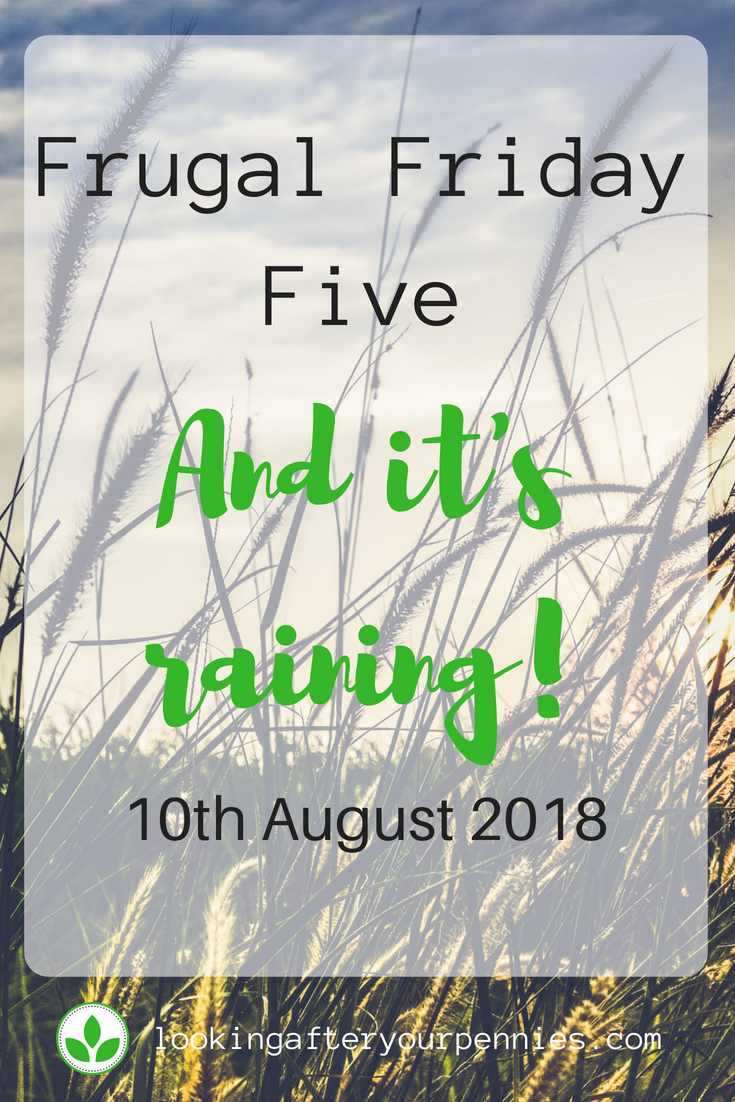 The rain is here and that always causes my spending to go up. Therefore, it is particularly important for me to reflect on my frugal habits, so check out this week's Frugal Friday Five. #frugal #savingmoney #budgeting #lookingafteryourpennies