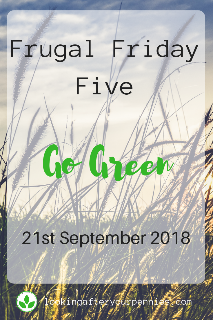 Frugal Friday Five - Go Green! Five frugal living and eco-friendly ideas to save money and remain environmentally conscious. #saving money #frugalliving