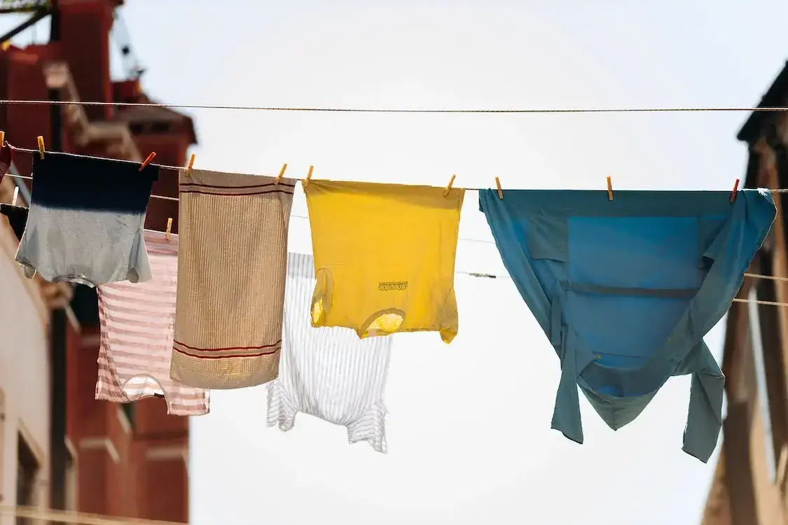 drying clothes outside on a washing line